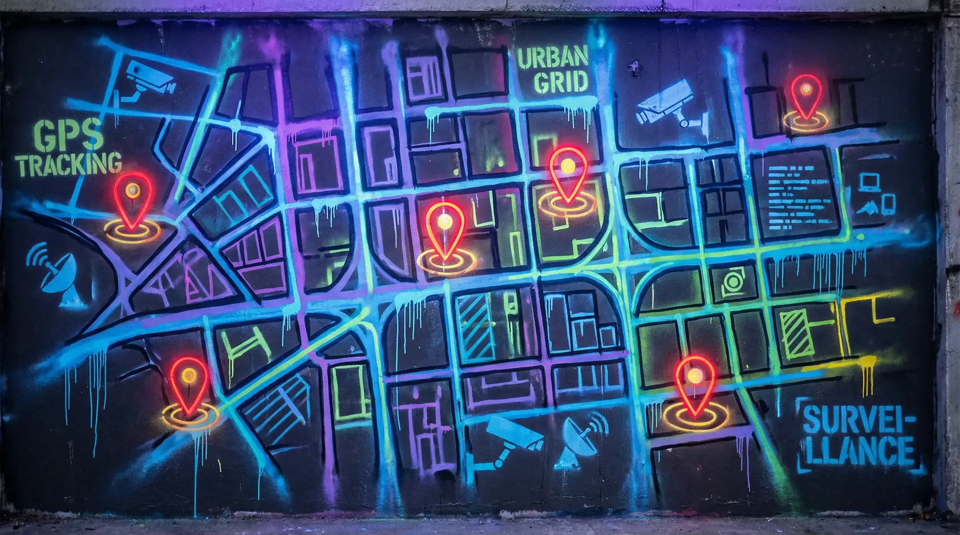 朋友把我玩成喷泉了怎么办 狗仔追踪地图 - 城市涂鸦风格
